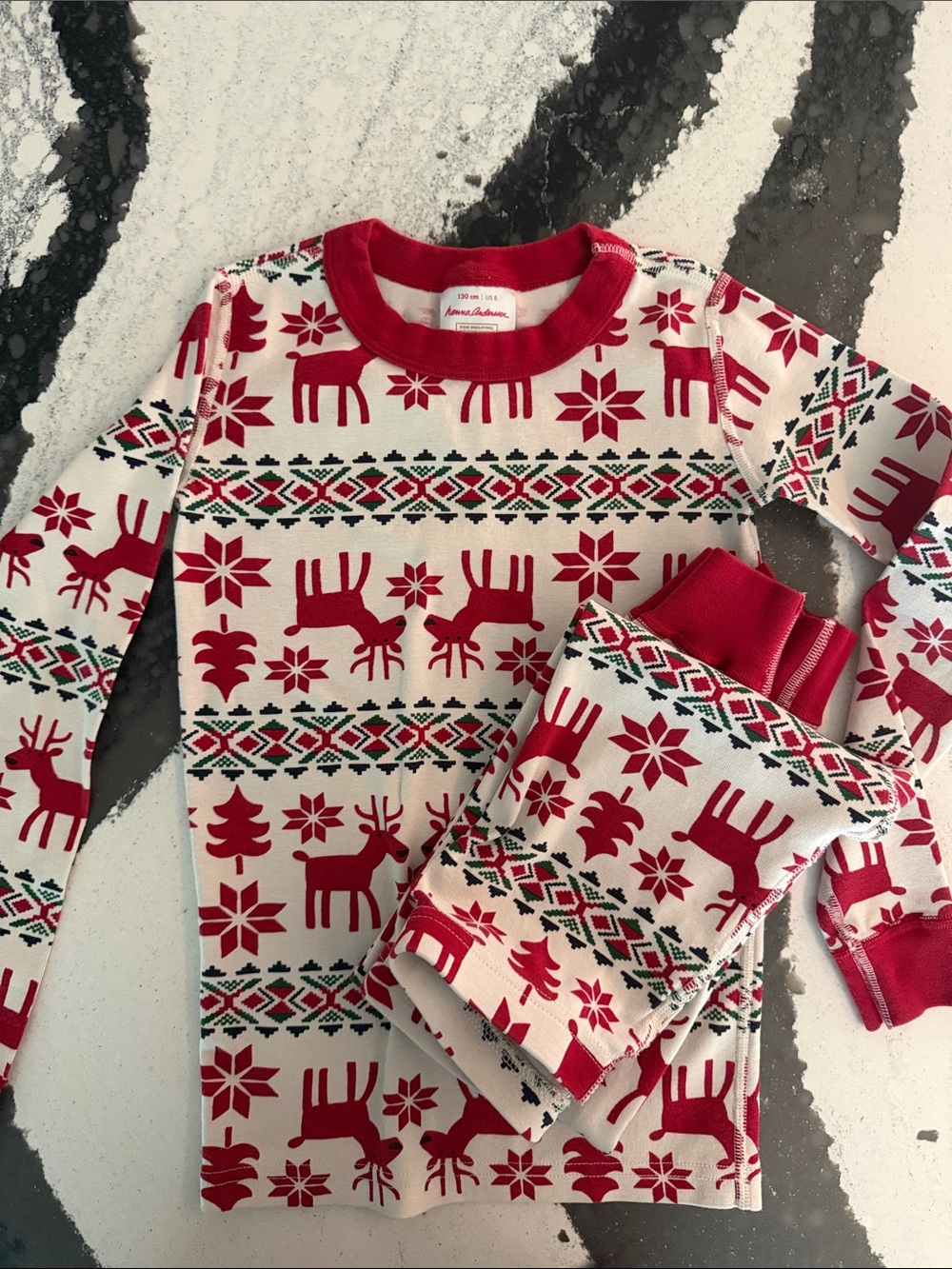 Hanna Andersson Red and White Reindeer Holiday Pajama Set